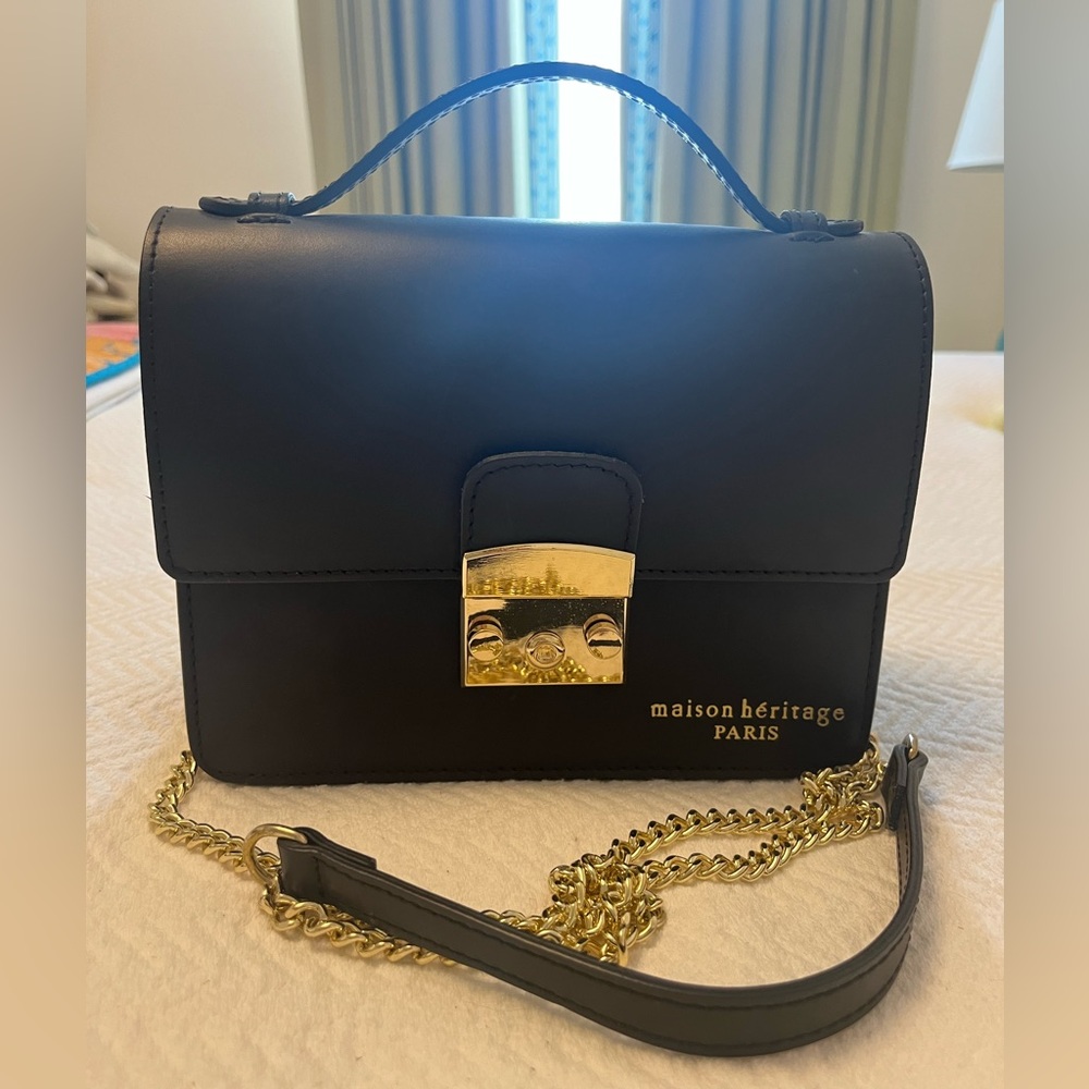 Maison Hèritage Paris leather crossbody with gold hardware